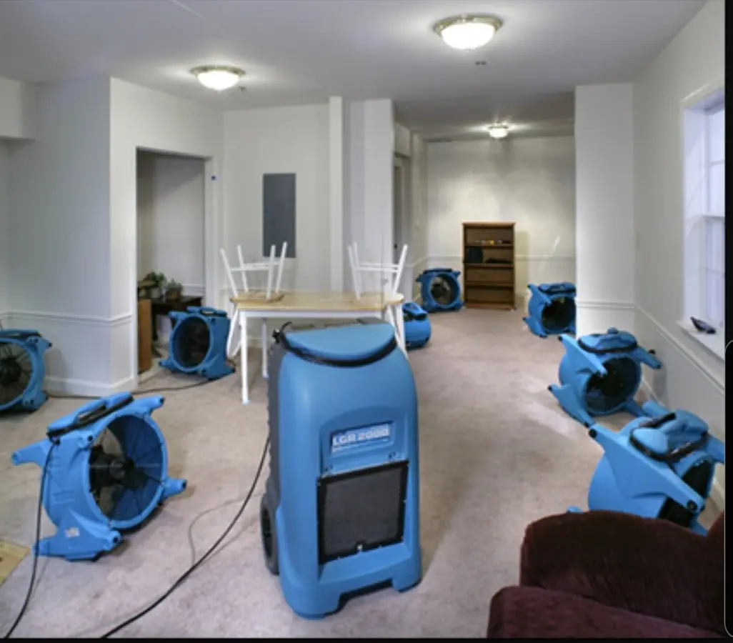 Air movers and dehumidifier setup for Water Extraction & Removal in Lexington Park