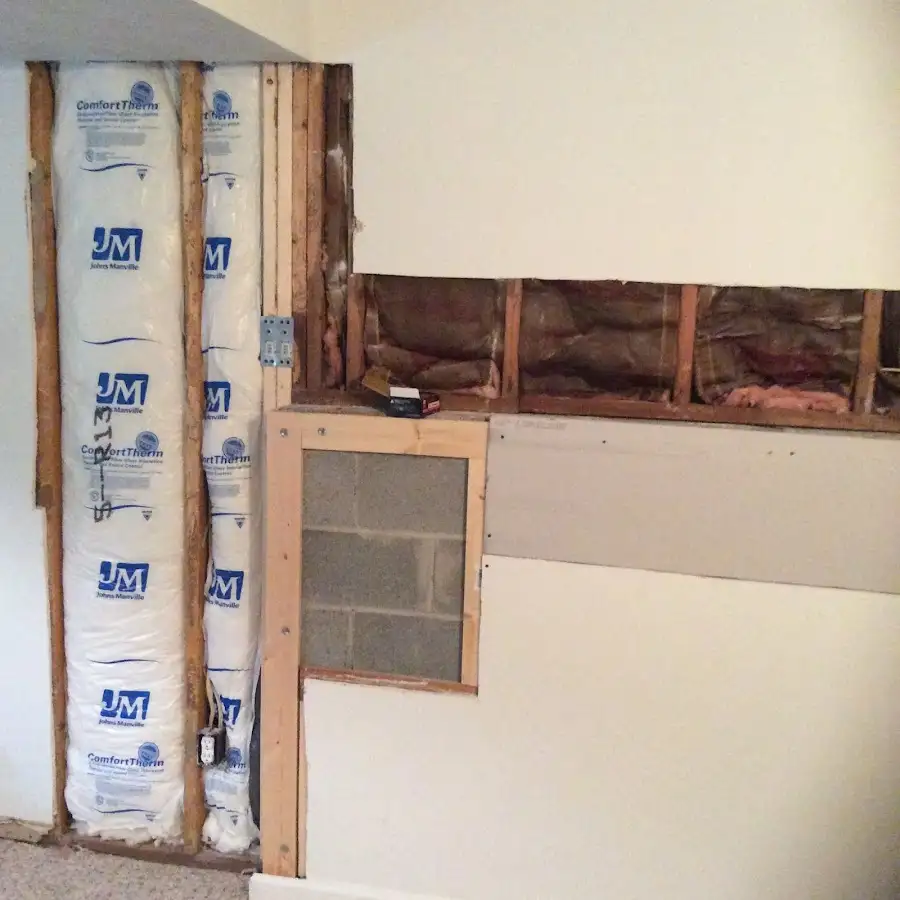 Wall insulation replacement during Basement Flood Cleanup in Lexington Park